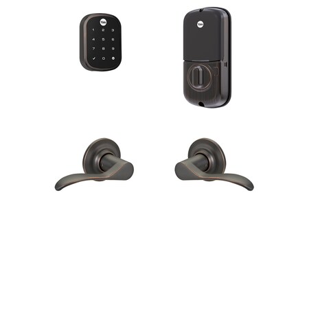Yale Real Living Connected by August Assure Lock SL Touchscreen Deadbolt with Passage Norwood Levers US10BP Oil Rubbe BYRD256CBANW10BP